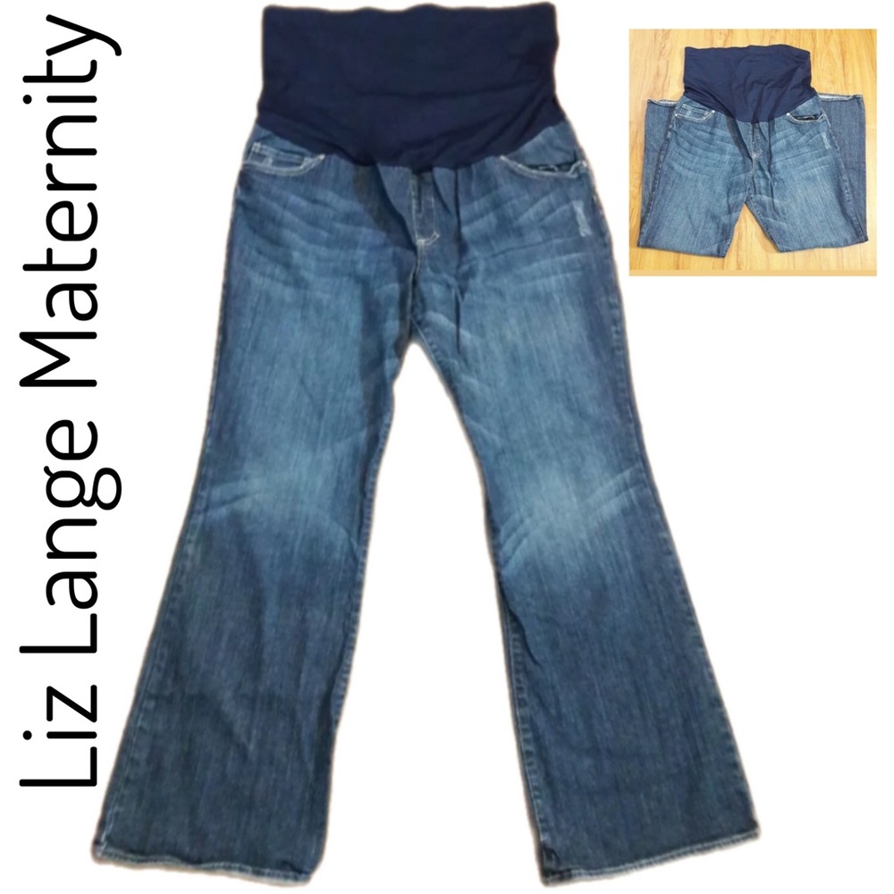 Liz Lange Maternity Target Womens Full Belly Panel Bootcut Blue Jeans 40" Waist